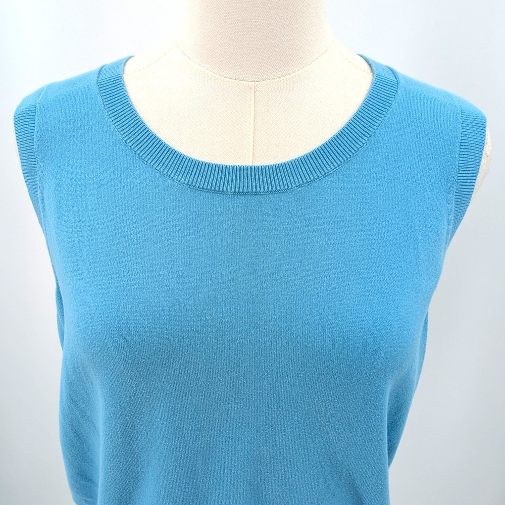 Talbots Pima Cotton Sweater Vest Blue light Academia Preppy Classic Women XL - Picture 5 of 8